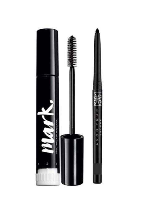 AVON Mark Spectra Lash Kademeli Maskara Ve Siyah Göz Kalemi Seti