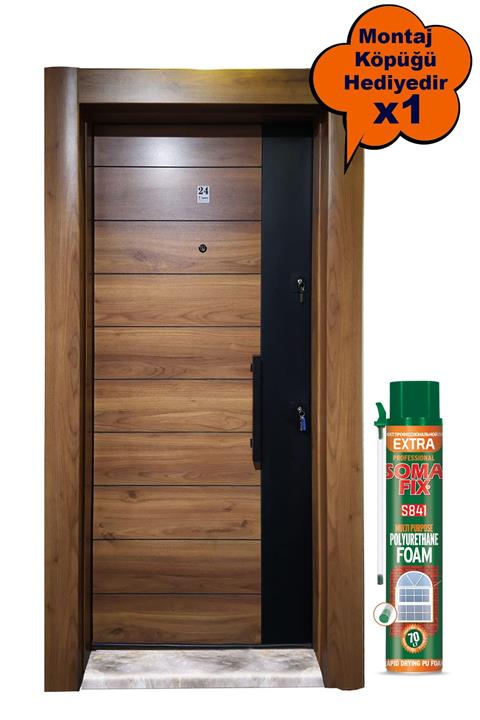 Tezdoor Tez3553 Tırnaklı Sistem Çelik Kapı, Ahşap Kaplama Daire Kapısı, Çelik Kapı