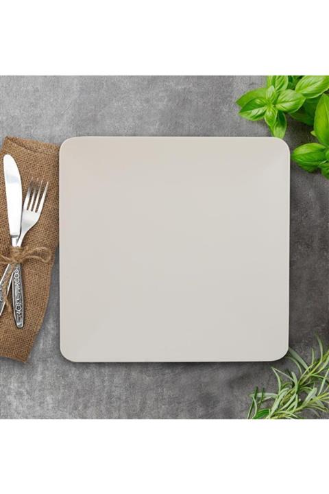 Keramika 6 Lı Tabak Kare Sıera Servıs 25 Cm Mat Beyaz 022 A
