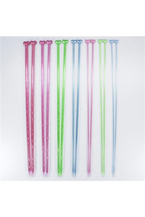 Kartopu Örgü Şiş Renkli Plastik 7 Adet Farklı Numara 3.0, 3.5, 4.0, 5.0, 6.0, 7.0, 8.0mm