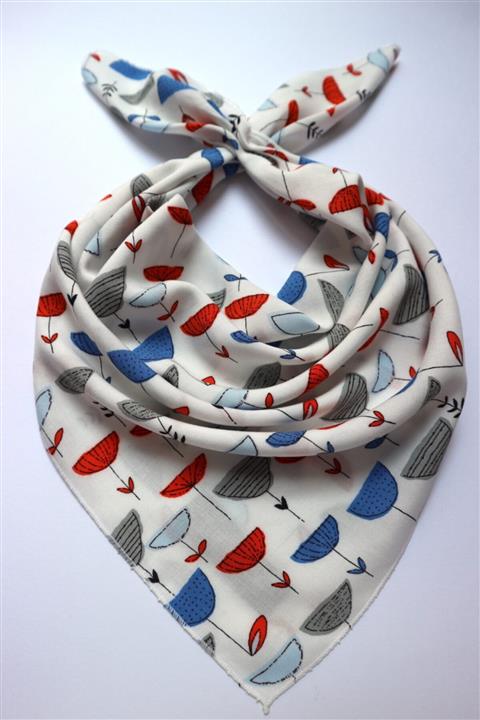 THE MOON Lale Desenli Turuncu Pamuk Fular