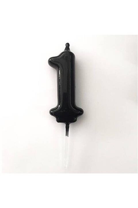 KÖKTEKİN SHOP 1 Rakam Mum Siyah Black Rengi