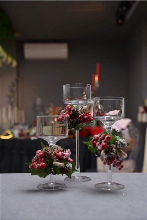 LUCIA Yılbaşı Üçlü Mumluk Masa Süsü