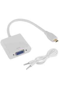 WOZLO Micro Hdmi To Vga Kablo Çevirici Dönüştürücü + Ses