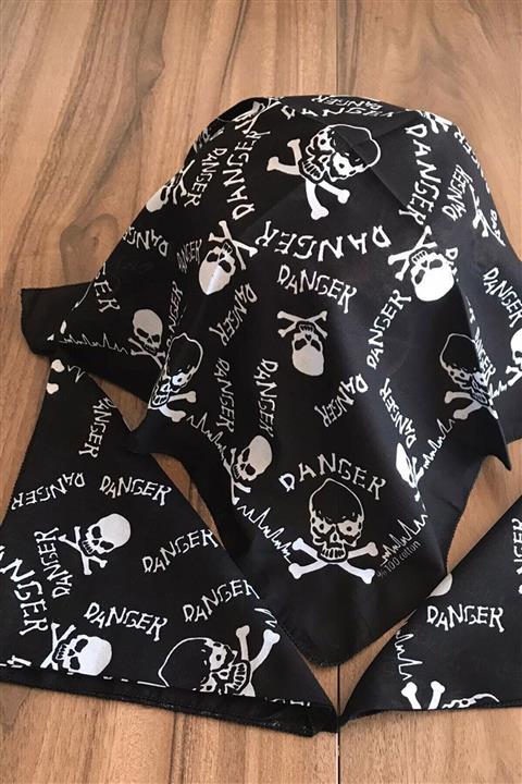 indirimsepeti Siyah Danger Kuru Kafa Bandana Fular Kafa Bandı