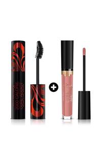 Max Factor Makyaj Seti - 2000 Calorie Curl Addict Siyah Maskara + Lipfinity Velvet Matte Ruj 8681002901551