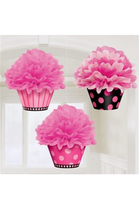 Adana Pasta Malzemeleri Pembe Cupcake Ponpon Seti