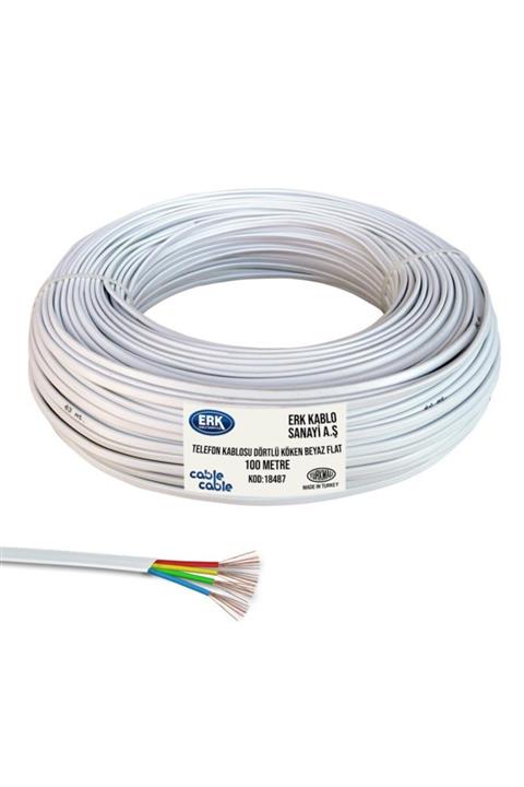 CABLEMASTER Telefon Kablosu Dörtlü Köken Beyaz Flat 100mt Erk Yerli