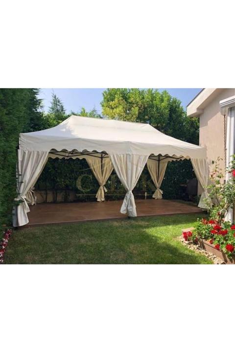 CLK Garden Clk 3x6 Mt Garden 40 Mm Katlanabilir Tente Bahçe Çadır Krem Çardak Bungalow Serisi