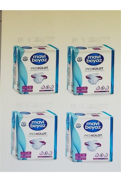 Mavi beyaz Ped Külot Yetişkin Hasta Bezi (large) Büyük Boy 4x30 =120 Kullanımlık