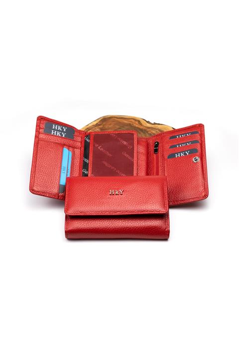 HKY Orta Boy Çok Kullanışlı Hakiki Deri Kadın Cüzdan