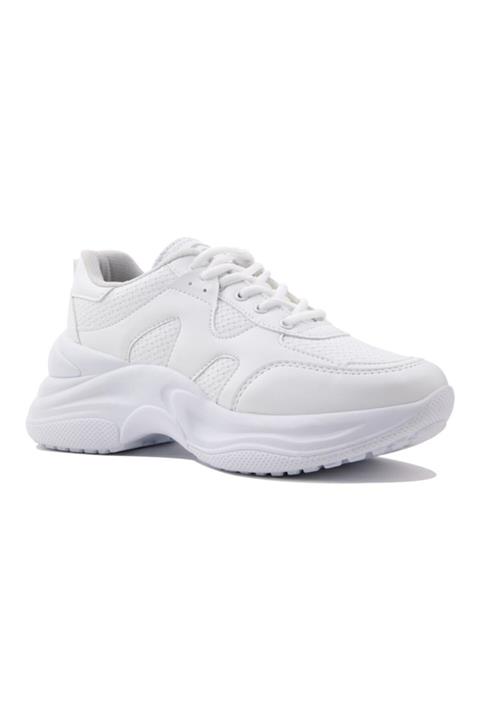 NAVYSIDE Kadın Beyaz Sneaker Yüksek Tabanlı-5 cm-spor Ayakkabı