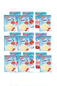 Dr. Oetker Creme Ole Çilek Aromalı Krem Tatlı 110 Gr X 9 Adet & Vanilya Aromalı 110 Gr X 9 Adet