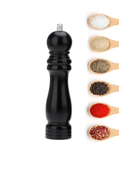 Trendpoint Karabiber Tuz Kahve Baharat Öğütücü Ahşap Manuel El Değirmeni Tuzluk Siyah