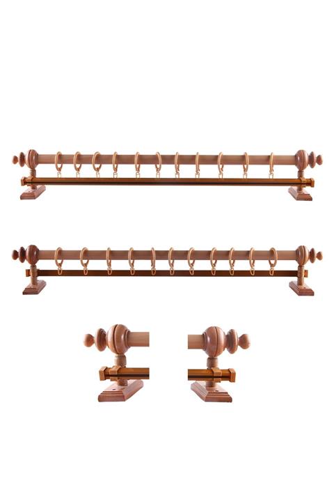 Perdejim Meşe Tek Raylı Ahşap Rustik Perde Askısı - Rustik Borusu 225 Cm