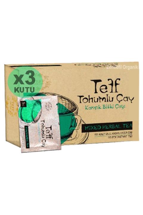 Zencefil Organik 3 Kutu Teff Tohumlu Çay Orijinal Tef Tohumu Çayı