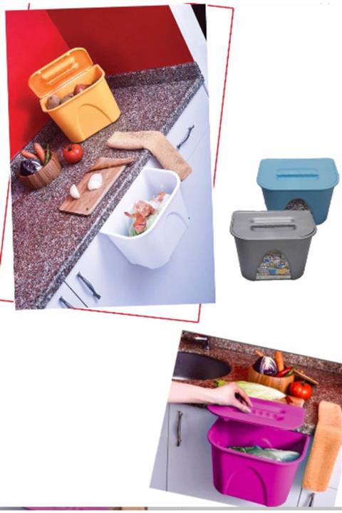 C8HOME Dolap Kapağı Askılı Kapaklı Çöp Kovası Beyaz