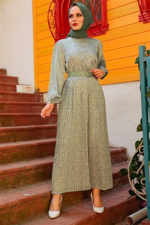 Neva Style - Desenli Mint Tesettür Tulum 2218mınt