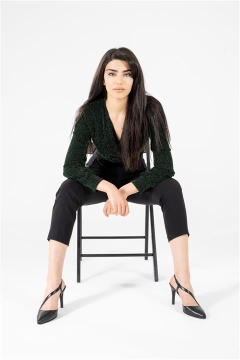 CZ London Kadın Siyah Sivri Burun Ince Topuklu Topuklu Ayakkabı