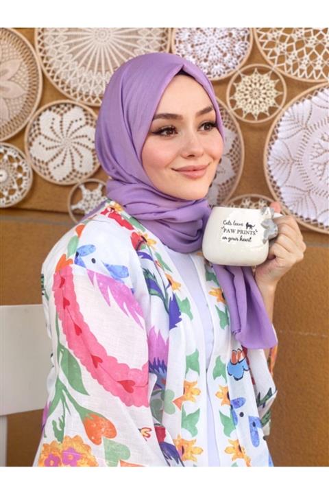 VALORSCARF Lila Pamuk Kraş Şal