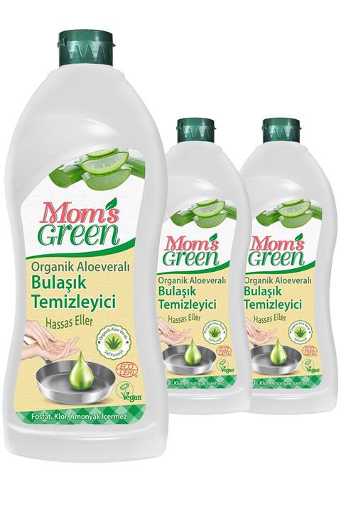 Mom's Green 3'lü Set Mom's Green Bitkisel Elde Bulaşık Deterjanı ALOE VERA - ECO 1 LT