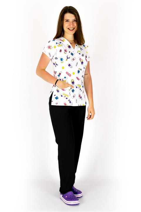 Simirna Üniforma Cerrahi Doktor Hemşire Forması Sağlık Desenli Takım