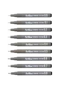 artline Drawing System Teknik Çizim Kalemi 9'li Tam Set -1