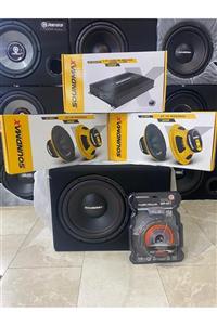 Soundmax Paket 30cm Bass 20cm Iki Takım Midrange Anfi Plc Kablo Seti