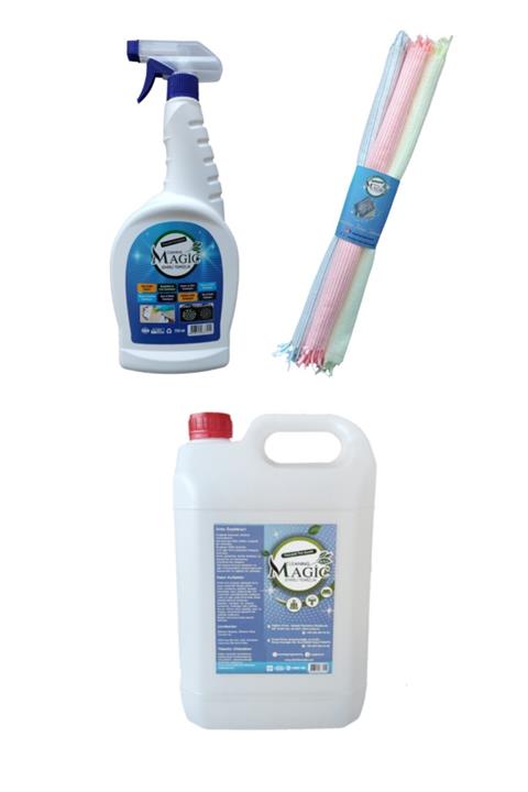 Cleaning Magic Sihirli Temizlik Yağ + Leke Sökücü 5lt 750ml+ Mikrofiber Bez 3lü