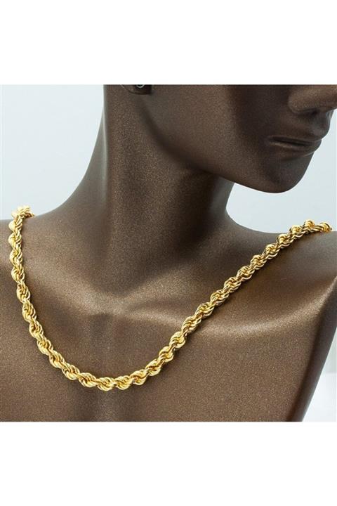 Bilezikci 55 cm Kalın Burmalı Halat Altın Zincir