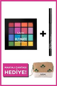 NYX Professional Makeup Festival Makyajı Seti Ultimate Shadow Palette + Epic Wear Liner Stick +makyaj Çantası