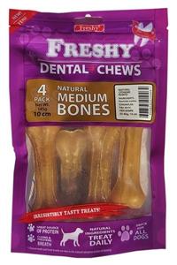 Freshy Orta Boy Natürel Dental Pres Kemik 10 Santim 4 Inç 4'lü Paket Toplam 145 Gram