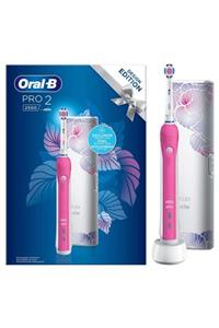 OralB Pro 2500 Şarj Edilebilir Diş Fırçası Cross Action Flora Pink + Seyahat Kabı