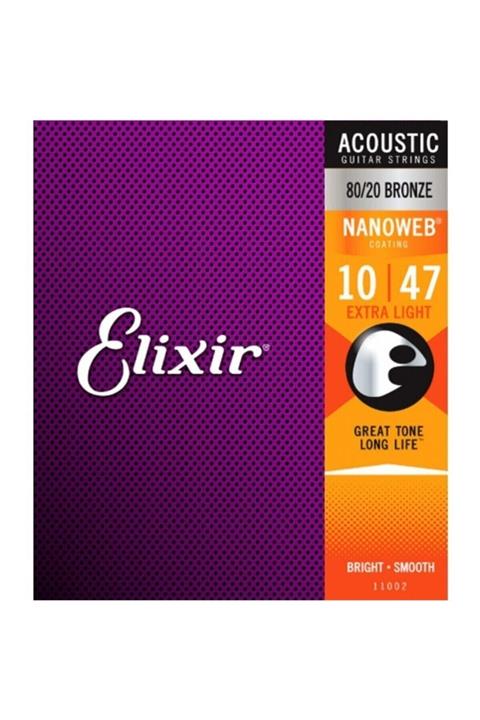 Elixir 010-047 Nanoweb Bronz Akustik Gitar Teli (11002)