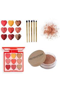 Revolution I Heart Cesaret Göz Far Paleti 0,55 Gr-rose Quartz Fosfor Highlighter 5 Gr Ve 5 Li Fırça