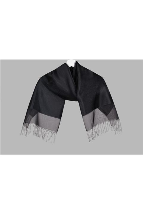 KROREN Kadın Siyah Çift Kat Prenses Şal