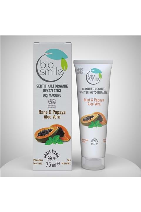 biosmile Mint-Papaya-Aloe Vera Certified Organic Whitening Toothpaste