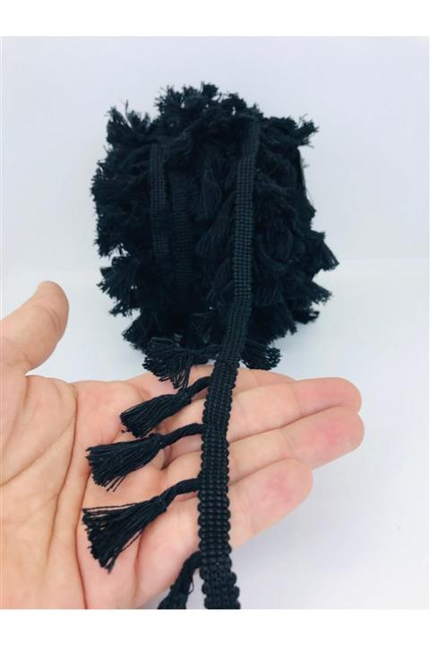 Hobigram Siyah Pamuk Saçak Püskül