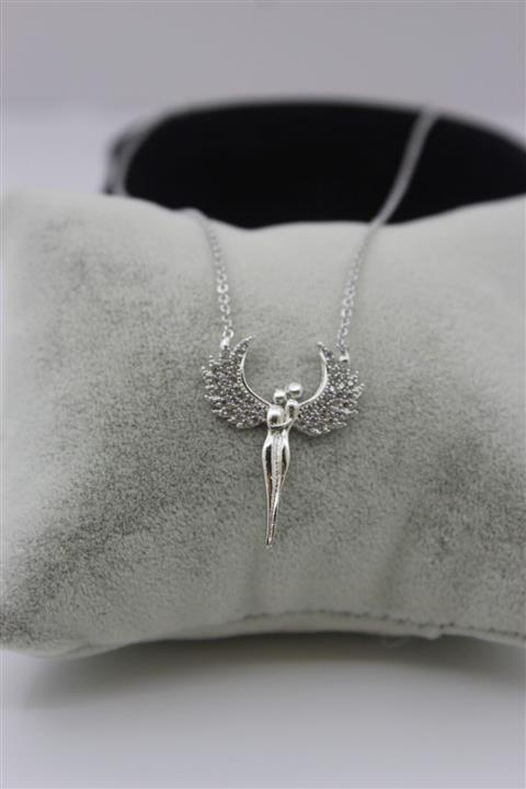 Bua Aksesuar Gümüş Renk Zirkon Melek Kanadı Kolye