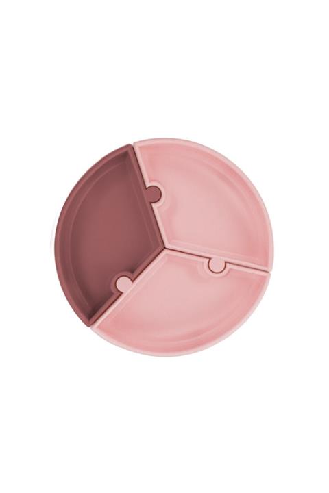 Oioi Puzzle Vakum Tabanlı Mama Tabağı Premium Silikon Pembe Bordo Yeni Seri