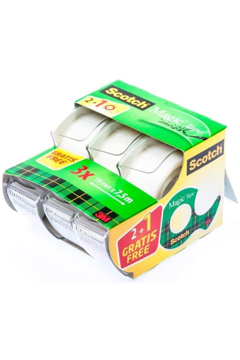 Scotch Magic Tape 19mmx7,5m Görünmez Bant 2+1