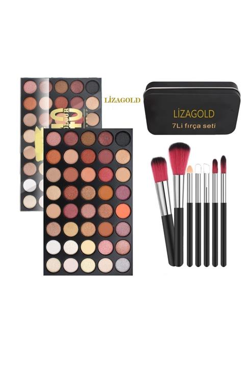 LİZAGOLD Renkli Göz Farı Palet 40'lı +Far Fırça Seti Kutulu 7li
