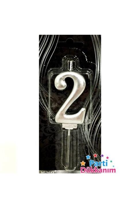14Süs 2 Rakam Gümüş Mum