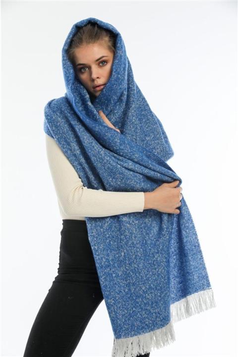 laviyonsa Mavi Püsküllü Şal Atkı