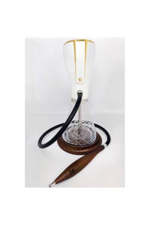 KCD Çizgili Beyaz Altın Küçük Boy Nargile Takımı