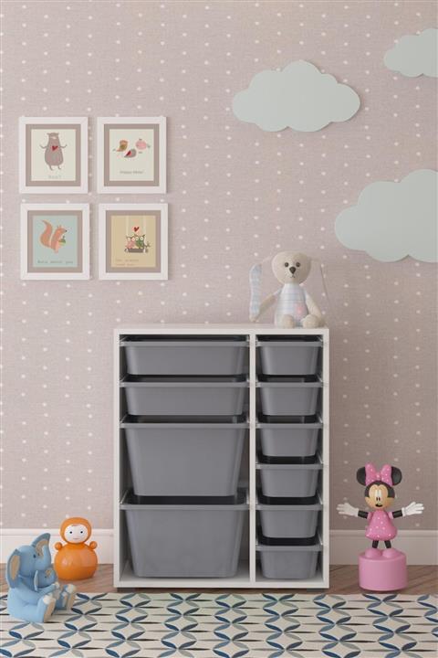 Pratico Çok Amaçlı Oyuncak Dolabı Gri 2d2k6u