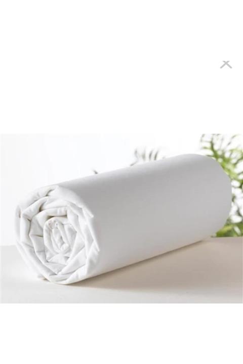 üntaş Düz Beyaz 180x200 Battal Boy Pamuklu Beyaz Lastikli Çarşaf+2 Adet Yastık Kılıfı Ün615