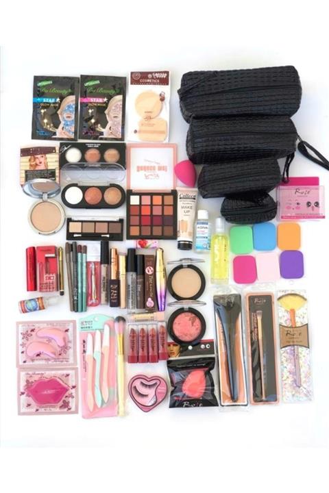 AİLY COSMETİCS Aily Gelin Makyaj Seti 55 Parça Çeyiz Paketi 01 Açık Ton