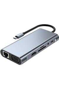 Pmr Type C 11 In 1 4khdmi-vga-ethernet-usb-kart Okuyucu-ses- Type C Çevirici