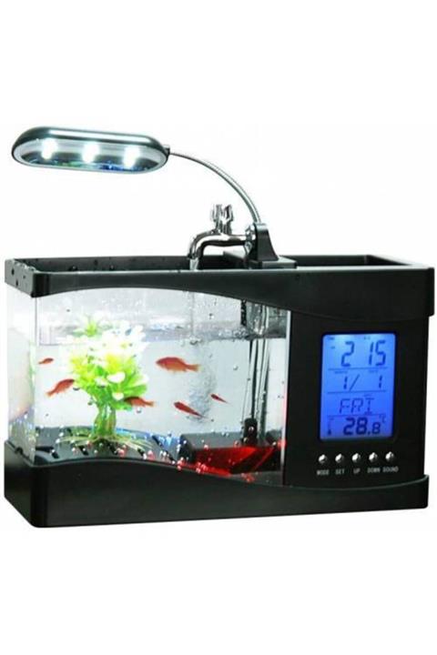 yakpen Masa Üstü Usb Akvaryum Kalemlik Dijital Masa Saati Termometre